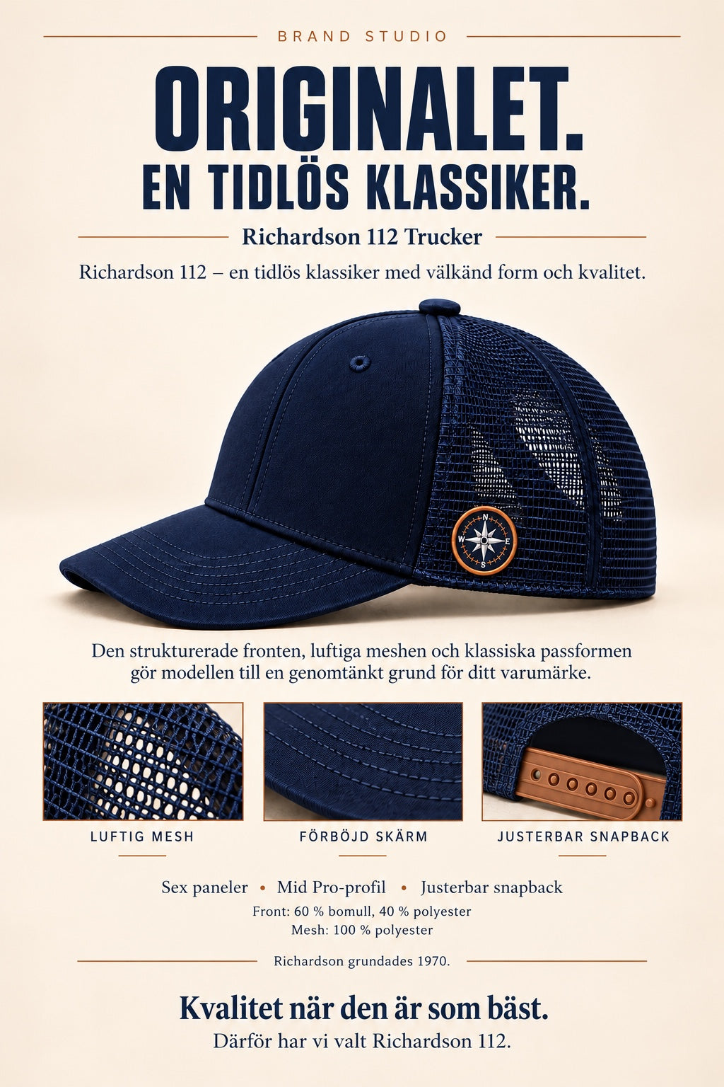 Richardson 112: shape, mesh, visor, snapback and materials